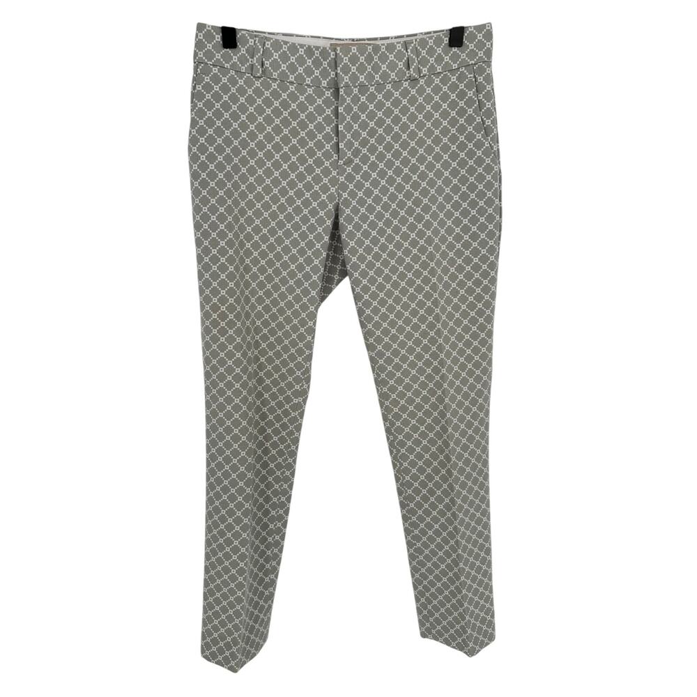 Banana Republic Hampton Pants 0 Gray White Jacquard Mid Rise Straight Leg Office